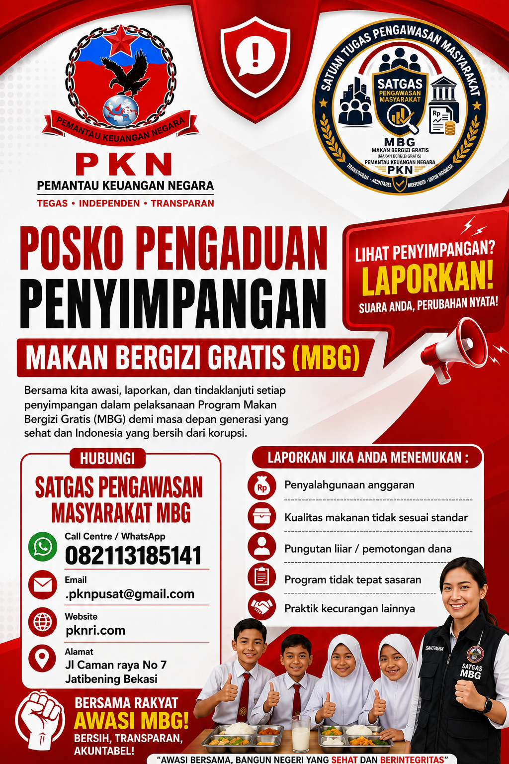 Tujuan dan dasar Hukum Satgas Pengawasan masyarakat MBG